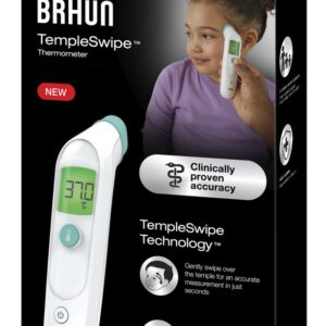 Braun TempleSwipe Forehead Thermometer (colour-coded temperature display,  fast, clinically accurate, for all ages​) BST200