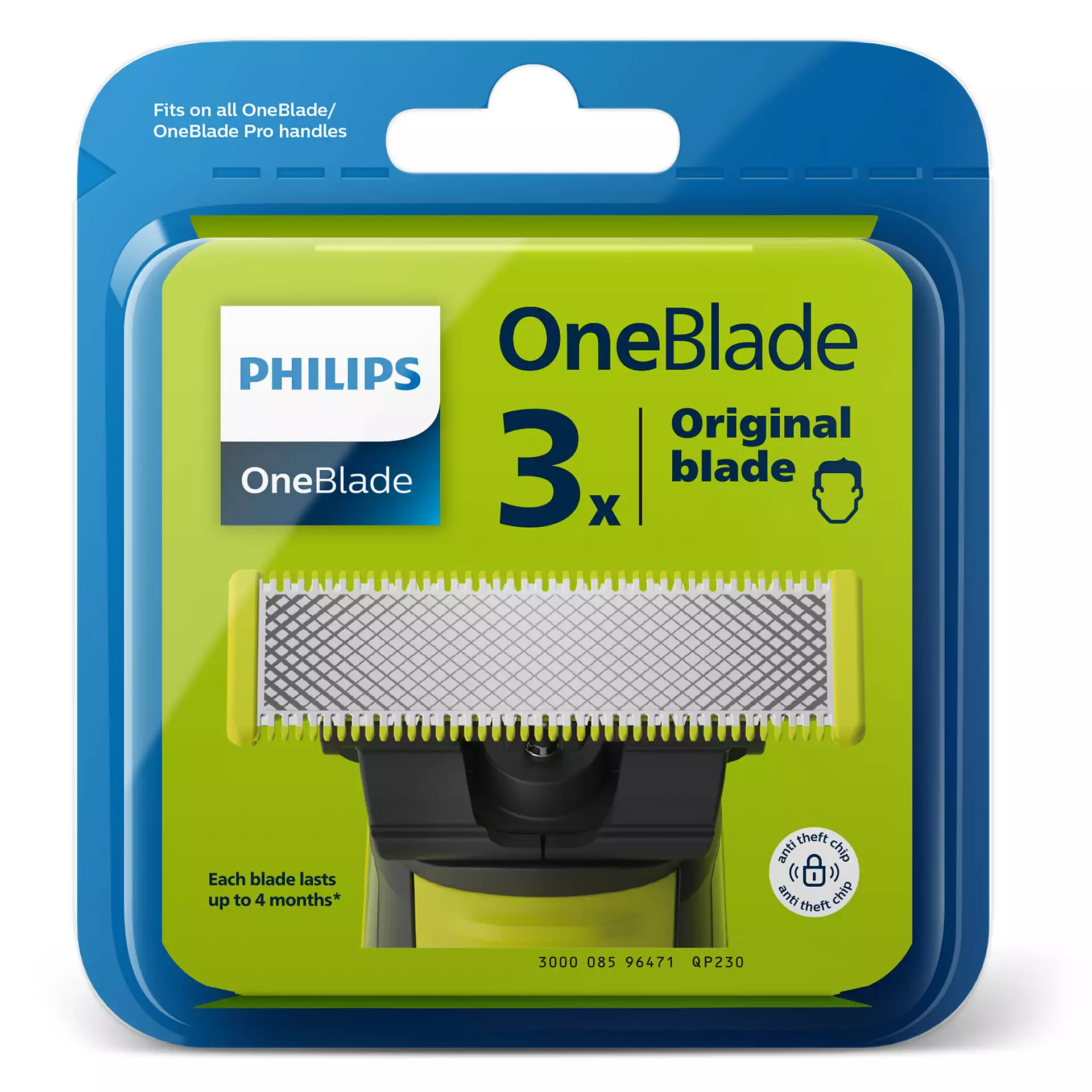 Philips OneBlade QP230/50 Replacement Blade - Pack of 3 - 1 year