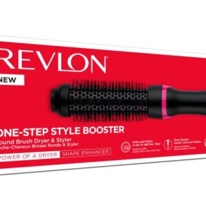 Revlon One-Step Style Booster - Round Brush Dryer & Styler- 38 mm (Thermal Bristles, Ceramic-Coated Barrel, IONIC + CERAMIC TECHNOLOGY) RVDR5292UKE, Black