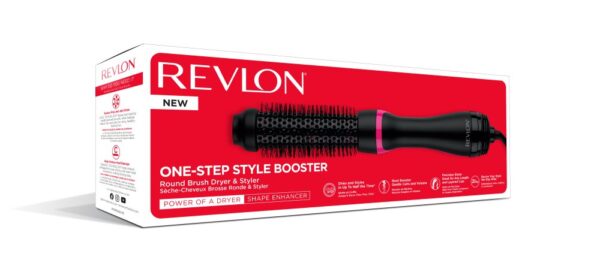 Revlon One-Step Style Booster - Round Brush Dryer & Styler- 38 mm (Thermal Bristles, Ceramic-Coated Barrel, IONIC + CERAMIC TECHNOLOGY) RVDR5292UKE, Black